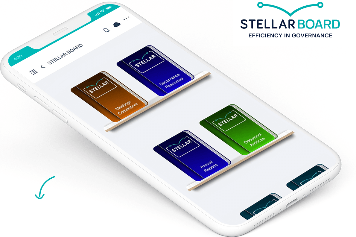 phone showing the stellar board management app